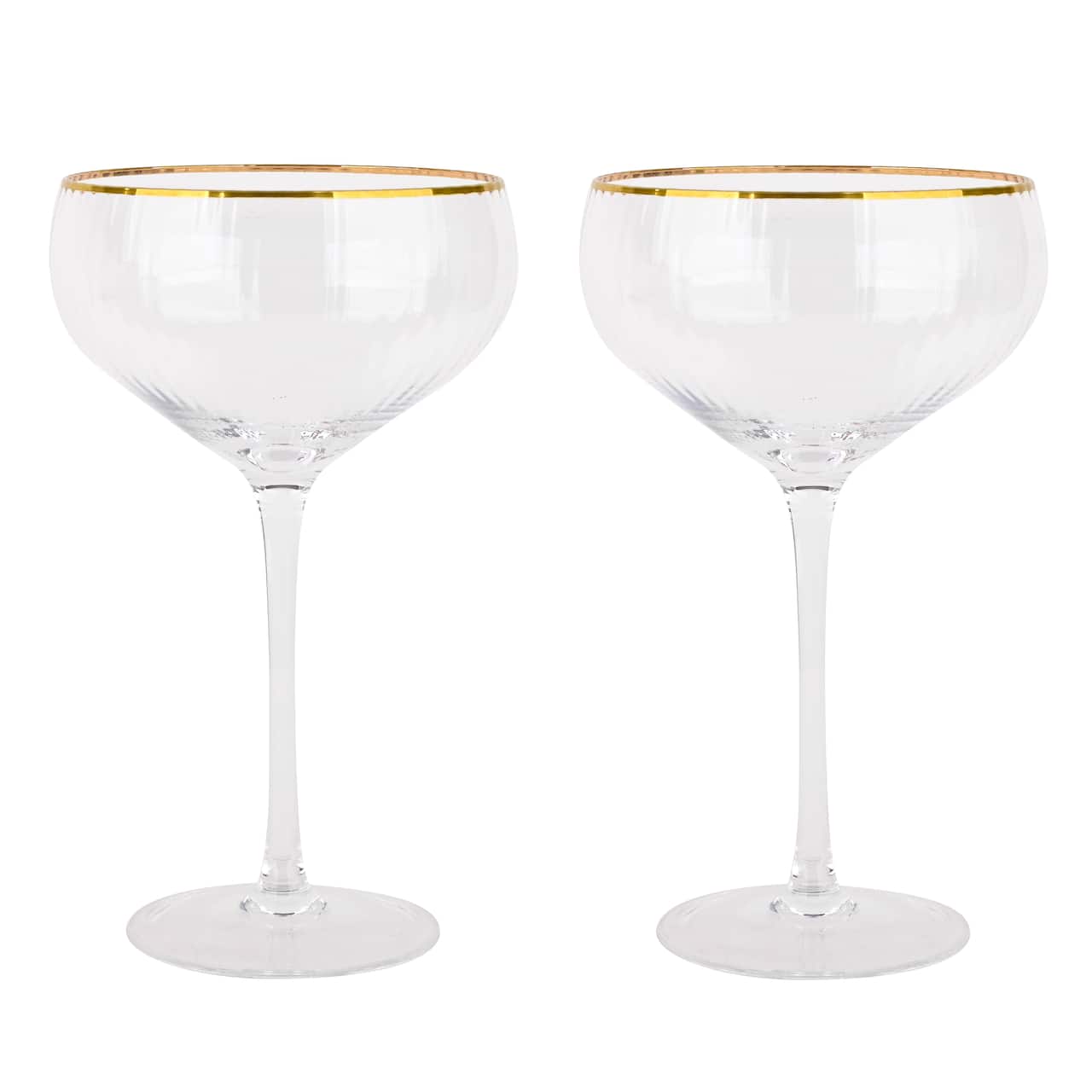 11oz. Clear Coupe Glasses with Gold Rim, 2ct. by Celebrate It™